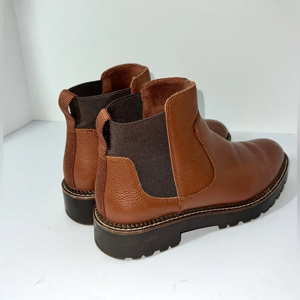 Nordstrom Rack Brown Man Leather Elastic Waterproof Round Toe Ankle Boot